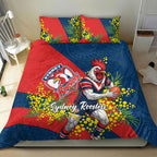 Sydney Roosters Bedding Set Golden Wattle Floral Polynesian - Australian Flower - Rugby Mascot