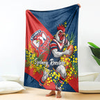 Sydney Roosters Blanket Golden Wattle Floral Polynesian - Australian Flower - Rugby Mascot