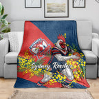 Sydney Roosters Blanket Golden Wattle Floral Polynesian - Australian Flower - Rugby Mascot