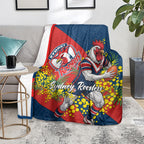 Sydney Roosters Blanket Golden Wattle Floral Polynesian - Australian Flower - Rugby Mascot
