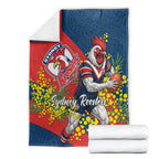 Sydney Roosters Blanket Golden Wattle Floral Polynesian - Australian Flower - Rugby Mascot
