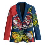 Sydney Roosters Blazer Golden Wattle Floral Polynesian - Australian Flower - Rugby Mascot