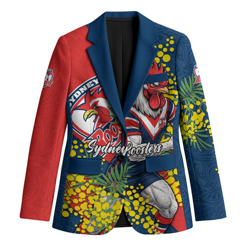 Sydney Roosters Blazer Golden Wattle Floral Polynesian - Australian Flower - Rugby Mascot