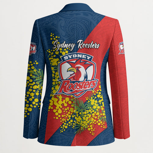 Sydney Roosters Blazer Golden Wattle Floral Polynesian - Australian Flower - Rugby Mascot
