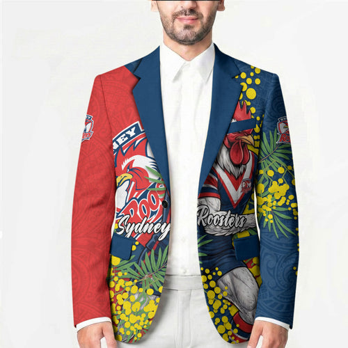 Sydney Roosters Blazer Golden Wattle Floral Polynesian - Australian Flower - Rugby Mascot
