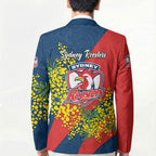 Sydney Roosters Blazer Golden Wattle Floral Polynesian - Australian Flower - Rugby Mascot