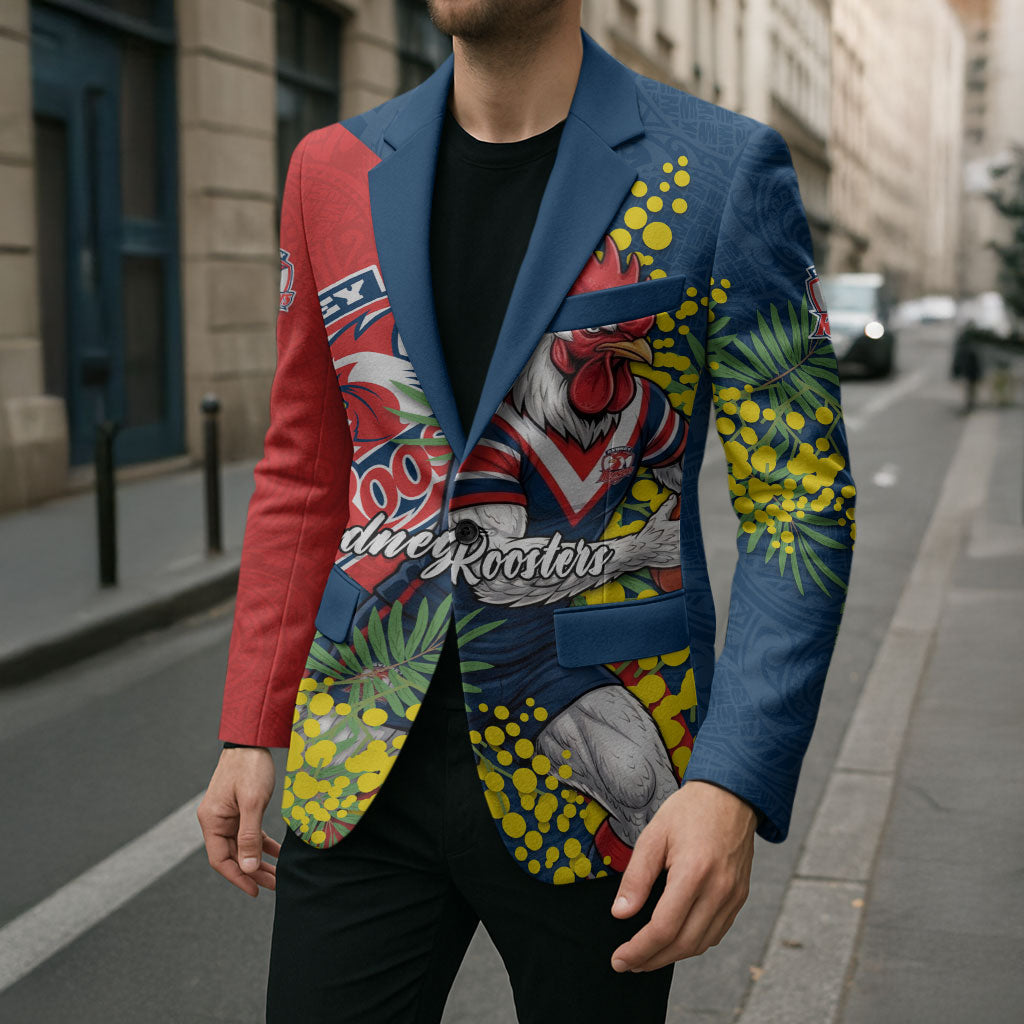 Sydney Roosters Blazer Golden Wattle Floral Polynesian - Australian Flower - Rugby Mascot