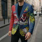Sydney Roosters Blazer Golden Wattle Floral Polynesian - Australian Flower - Rugby Mascot