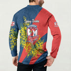 Sydney Roosters Button Sweatshirt Golden Wattle Floral Polynesian - Australian Flower - Rugby Mascot