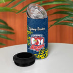 Sydney Roosters 4 in 1 Can Cooler Tumbler Golden Wattle Floral Polynesian - Australian Flower - Rugby Mascot