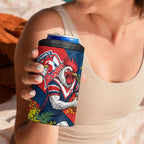 Sydney Roosters 4 in 1 Can Cooler Tumbler Golden Wattle Floral Polynesian - Australian Flower - Rugby Mascot