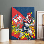 Sydney Roosters Canvas Wall Art Golden Wattle Floral Polynesian - Australian Flower - Rugby Mascot