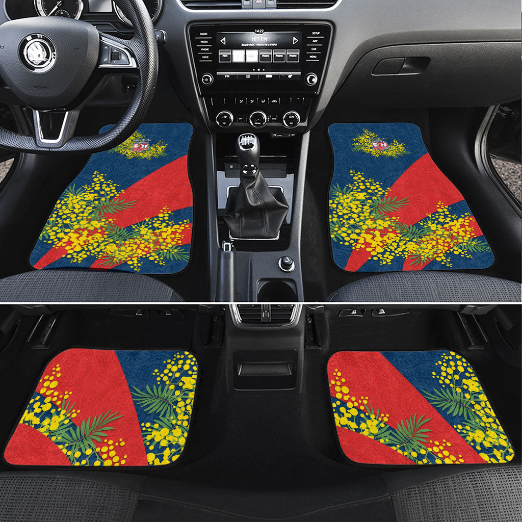 Sydney Roosters Car Mats Golden Wattle Floral Polynesian - Australian Flower - Rugby Mascot