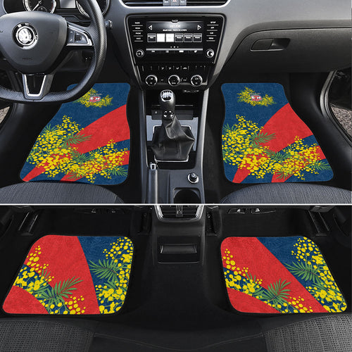 Sydney Roosters Car Mats Golden Wattle Floral Polynesian - Australian Flower - Rugby Mascot