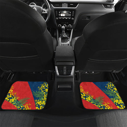 Sydney Roosters Car Mats Golden Wattle Floral Polynesian - Australian Flower - Rugby Mascot