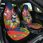 Sydney Roosters Car Seat Cover Golden Wattle Floral Polynesian - Australian Flower - Rugby Mascot