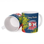 Sydney Roosters Ceramic Mug Golden Wattle Floral Polynesian - Australian Flower - Rugby Mascot