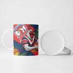 Sydney Roosters Ceramic Mug Golden Wattle Floral Polynesian - Australian Flower - Rugby Mascot