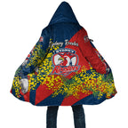 Sydney Roosters Cloak Golden Wattle Floral Polynesian - Australian Flower - Rugby Mascot