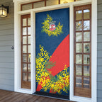 Sydney Roosters Door Cover Golden Wattle Floral Polynesian - Australian Flower - Rugby Mascot