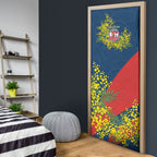 Sydney Roosters Door Cover Golden Wattle Floral Polynesian - Australian Flower - Rugby Mascot
