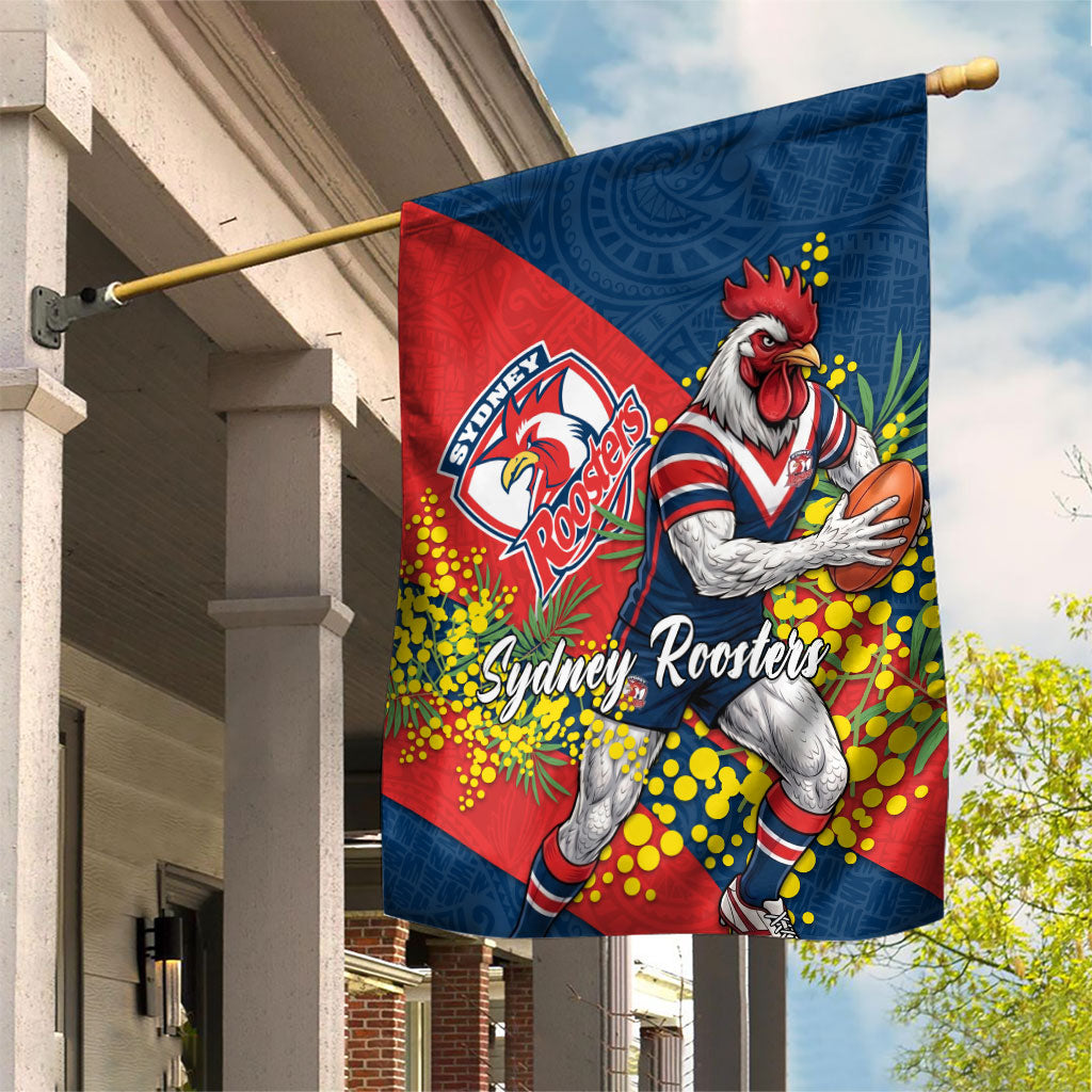 Sydney Roosters Garden Flag Golden Wattle Floral Polynesian - Australian Flower - Rugby Mascot