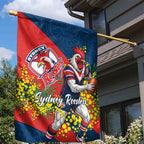 Sydney Roosters Garden Flag Golden Wattle Floral Polynesian - Australian Flower - Rugby Mascot