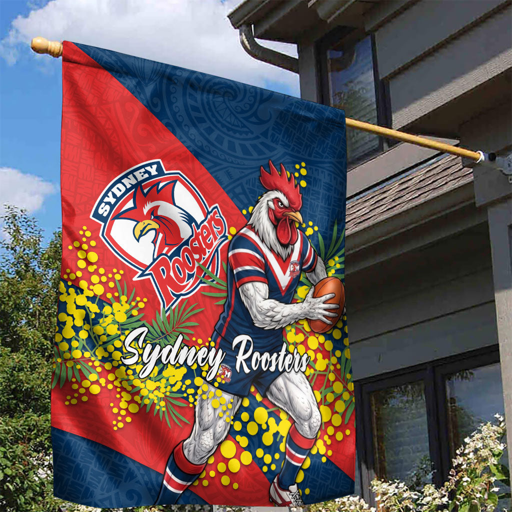 Sydney Roosters Garden Flag Golden Wattle Floral Polynesian - Australian Flower - Rugby Mascot