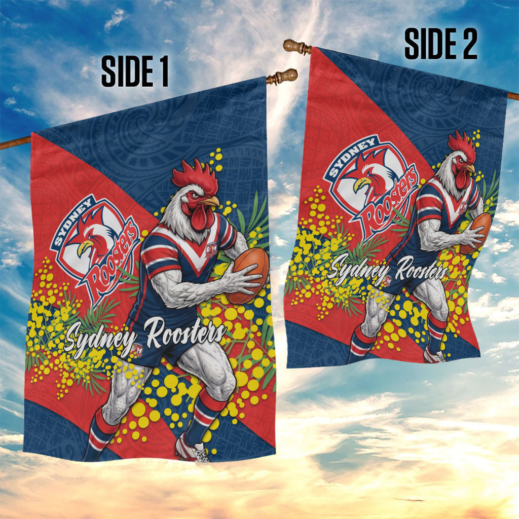Sydney Roosters Garden Flag Golden Wattle Floral Polynesian - Australian Flower - Rugby Mascot