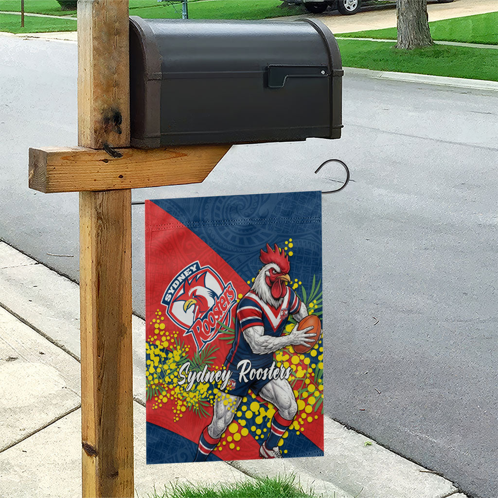 Sydney Roosters Garden Flag Golden Wattle Floral Polynesian - Australian Flower - Rugby Mascot