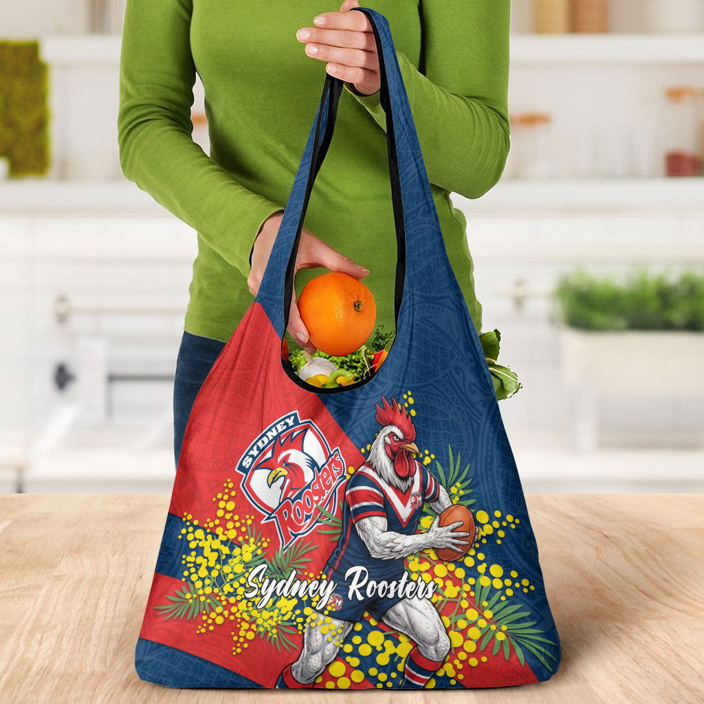 Sydney Roosters Grocery Bag Golden Wattle Floral Polynesian - Australian Flower - Rugby Mascot