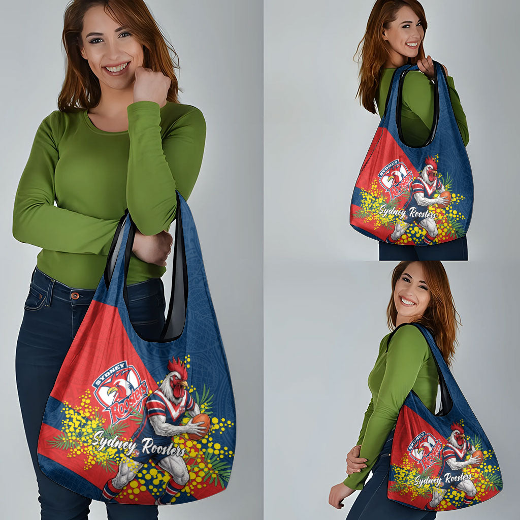 Sydney Roosters Grocery Bag Golden Wattle Floral Polynesian - Australian Flower - Rugby Mascot