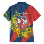 Sydney Roosters Hawaiian Shirt Golden Wattle Floral Polynesian - Australian Flower - Rugby Mascot