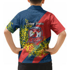Sydney Roosters Hawaiian Shirt Golden Wattle Floral Polynesian - Australian Flower - Rugby Mascot