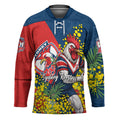 Sydney Roosters Hockey Jersey Golden Wattle Floral Polynesian - Australian Flower - Rugby Mascot
