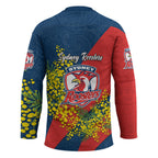Sydney Roosters Hockey Jersey Golden Wattle Floral Polynesian - Australian Flower - Rugby Mascot