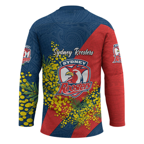 Sydney Roosters Hockey Jersey Golden Wattle Floral Polynesian - Australian Flower - Rugby Mascot