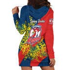 Sydney Roosters Hoodie Dress Golden Wattle Floral Polynesian - Australian Flower - Rugby Mascot