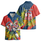 Sydney Roosters Kid Hawaiian Shirt Golden Wattle Floral Polynesian - Australian Flower - Rugby Mascot