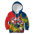 Sydney Roosters Kid Hoodie Golden Wattle Floral Polynesian - Australian Flower - Rugby Mascot