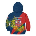 Sydney Roosters Kid Hoodie Golden Wattle Floral Polynesian - Australian Flower - Rugby Mascot
