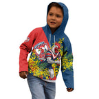Sydney Roosters Kid Hoodie Golden Wattle Floral Polynesian - Australian Flower - Rugby Mascot