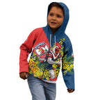 Sydney Roosters Kid Hoodie Golden Wattle Floral Polynesian - Australian Flower - Rugby Mascot