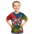Sydney Roosters Kid T Shirt Golden Wattle Floral Polynesian - Australian Flower - Rugby Mascot