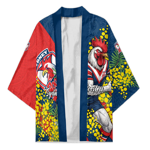 Sydney Roosters Kimono Golden Wattle Floral Polynesian - Australian Flower - Rugby Mascot