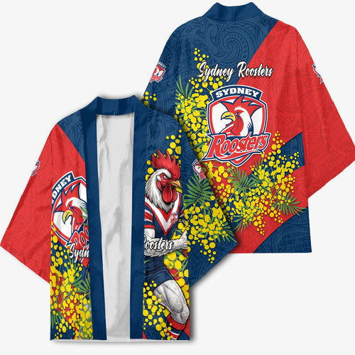 Sydney Roosters Kimono Golden Wattle Floral Polynesian - Australian Flower - Rugby Mascot