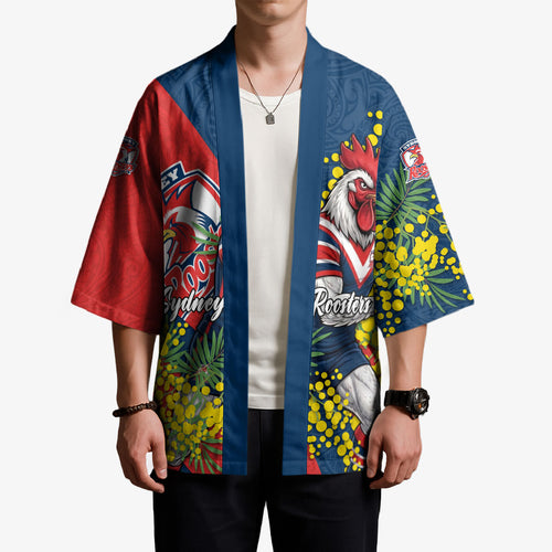Sydney Roosters Kimono Golden Wattle Floral Polynesian - Australian Flower - Rugby Mascot