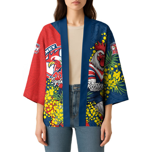 Sydney Roosters Kimono Golden Wattle Floral Polynesian - Australian Flower - Rugby Mascot