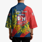Sydney Roosters Kimono Golden Wattle Floral Polynesian - Australian Flower - Rugby Mascot