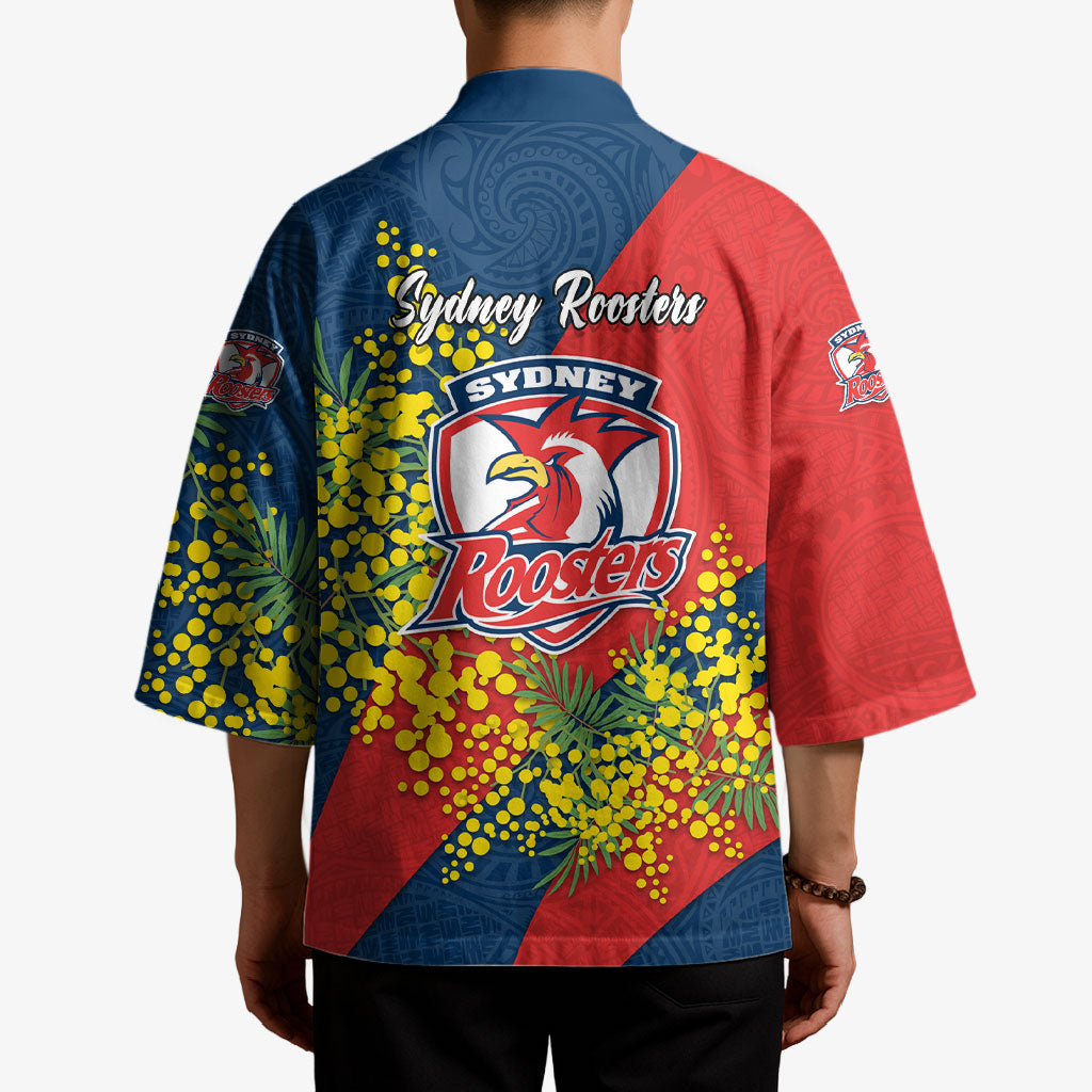 Sydney Roosters Kimono Golden Wattle Floral Polynesian - Australian Flower - Rugby Mascot